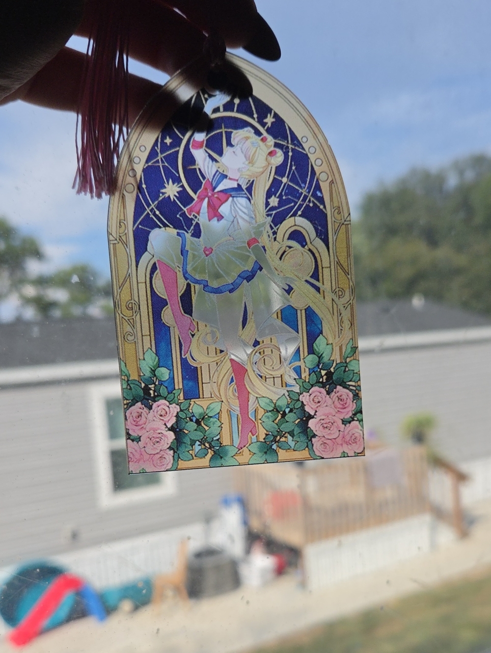 Sailor-Inspired Stained-Glass Style Window Decal — Pink, Blue, Gold